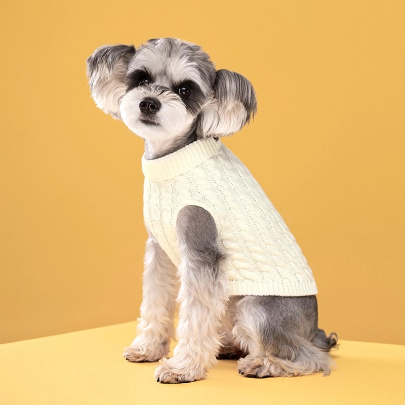 Winter New Fashion Candy Color Sweater Dog Cute Pet Warm Clothes Solid Color Twist Knitted Pullover