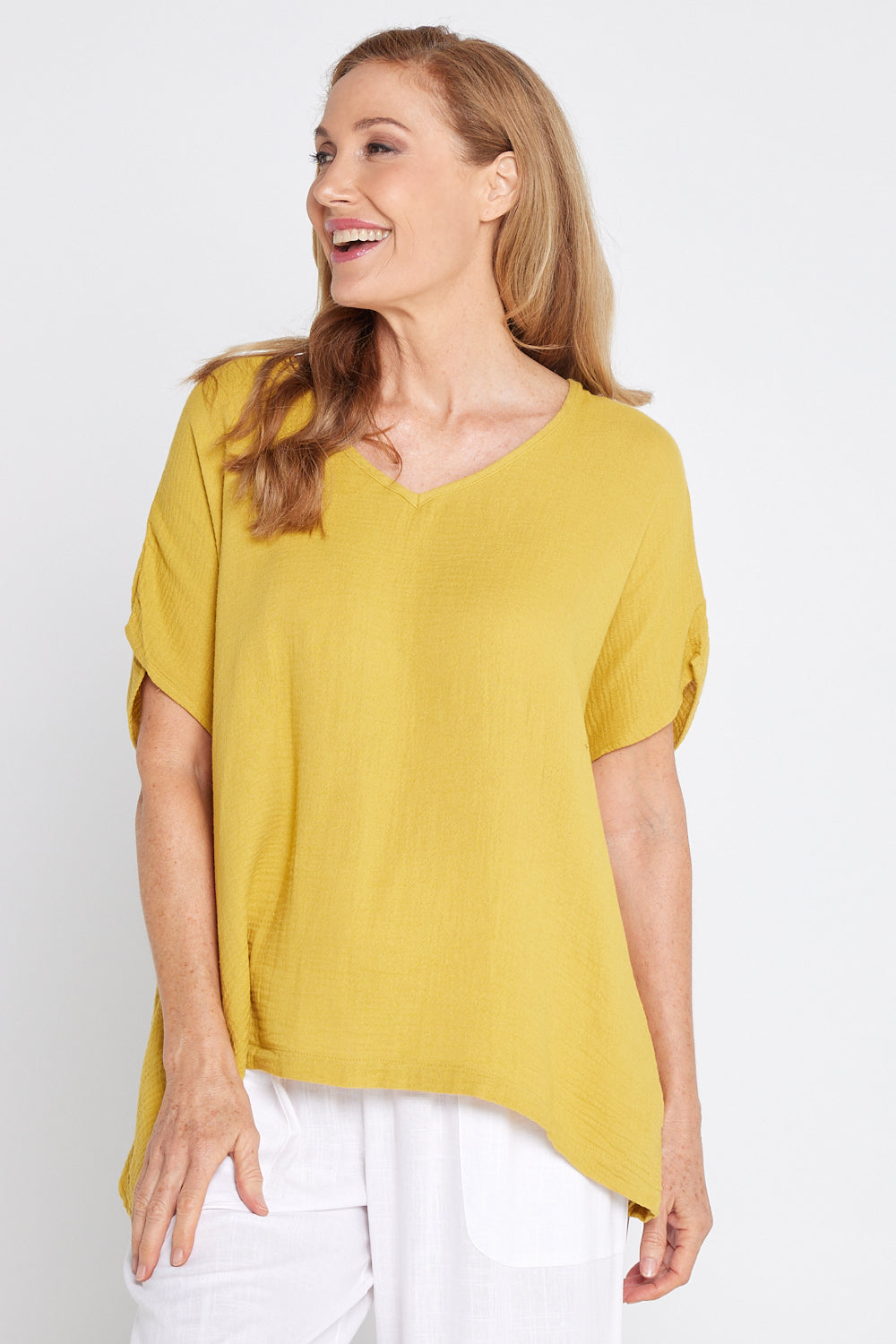 Fiji Cotton Muslin Top - Chartreuse