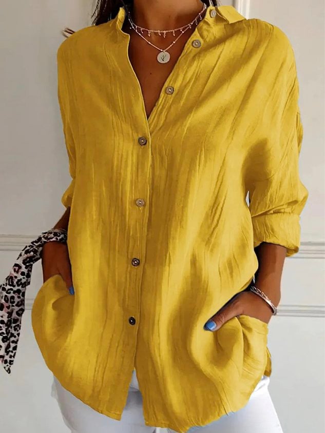 Plain Cotton Casual Blouse