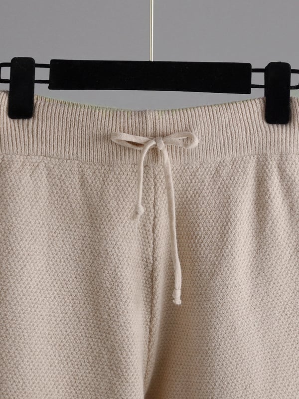 Urban Loose Long Sleeves Solid Color Round-Neck High-Low Sweater Tops & Wide Leg Pants Suits