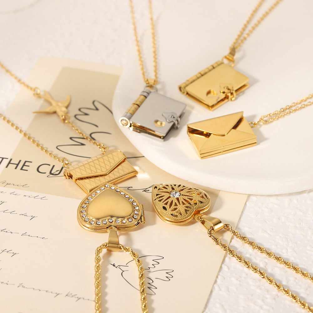 Heart Geometric Stainless Steel Electroplating Necklaces