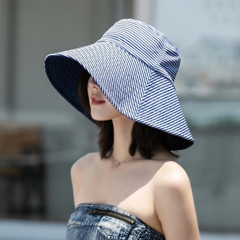 Women's Vacation Solid Color Big Eaves Bucket Hat