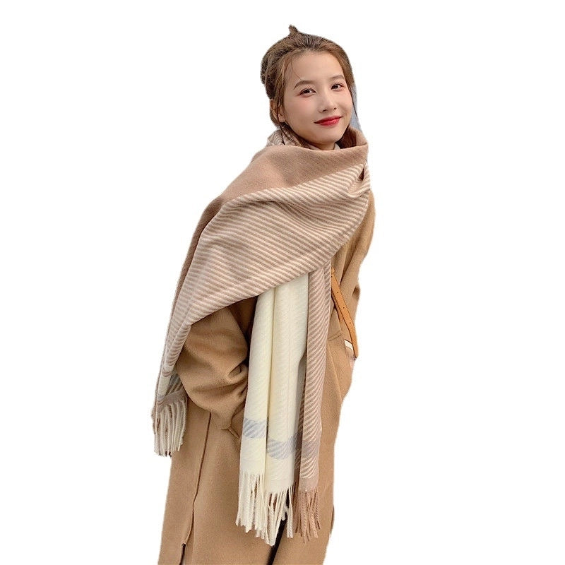 New Internet Celebrity Plaid Scarf Women's Autumn And Winter  Student Shawl Warm Thickened Scarf