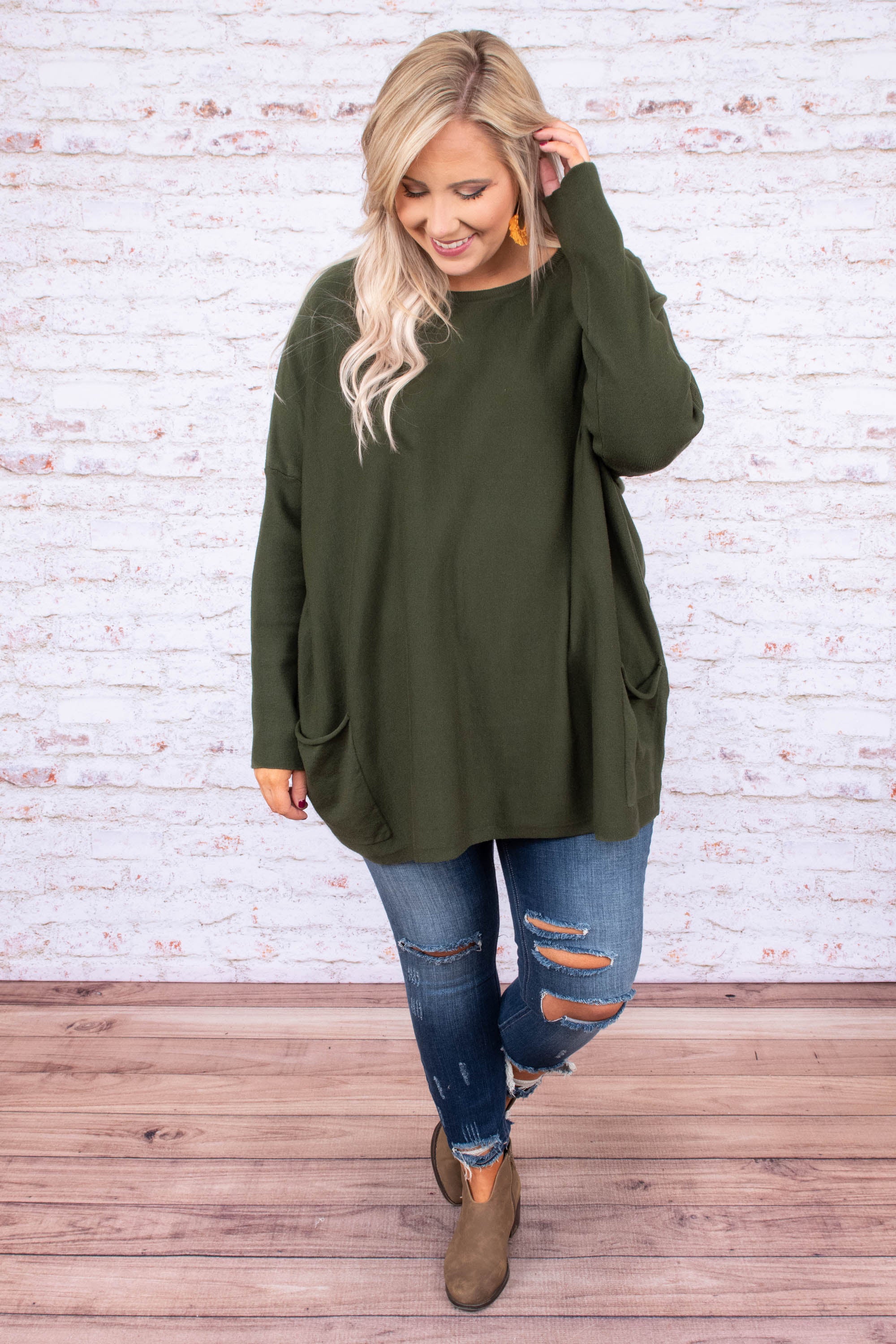 Snow Whispers Tunic. Olive