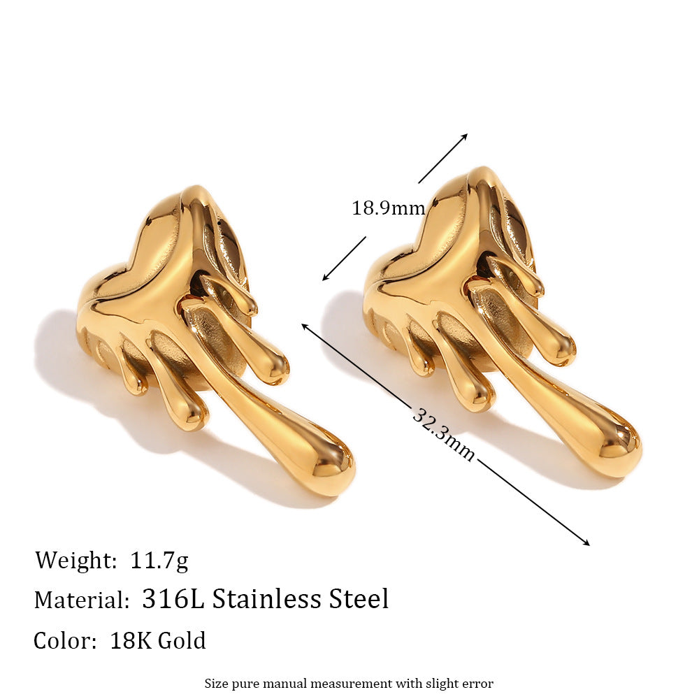 Fashion Triangle Circle Geometric Heart Stainless Steel 18K Gold Plated Earrings