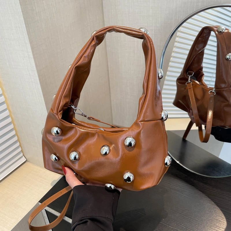 Women's Pu Leather Solid Color Streetwear Square Magnetic Buckle Shoulder Bag Underarm Bag