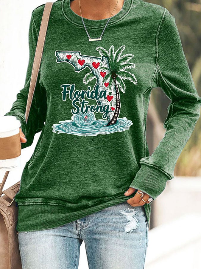 Women's Florida  Strong Mitton Hurricane Print Casuasl Sweatshirt
