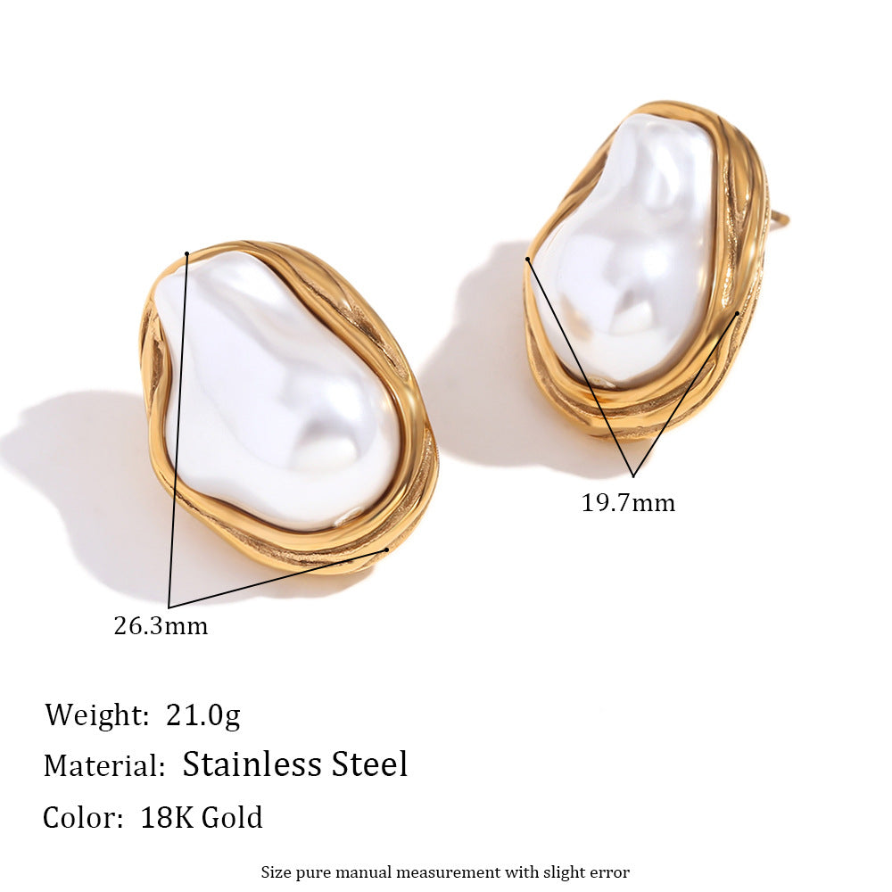 Fashion Stripe Round Geometric Stainless Steel Electroplating Earrings