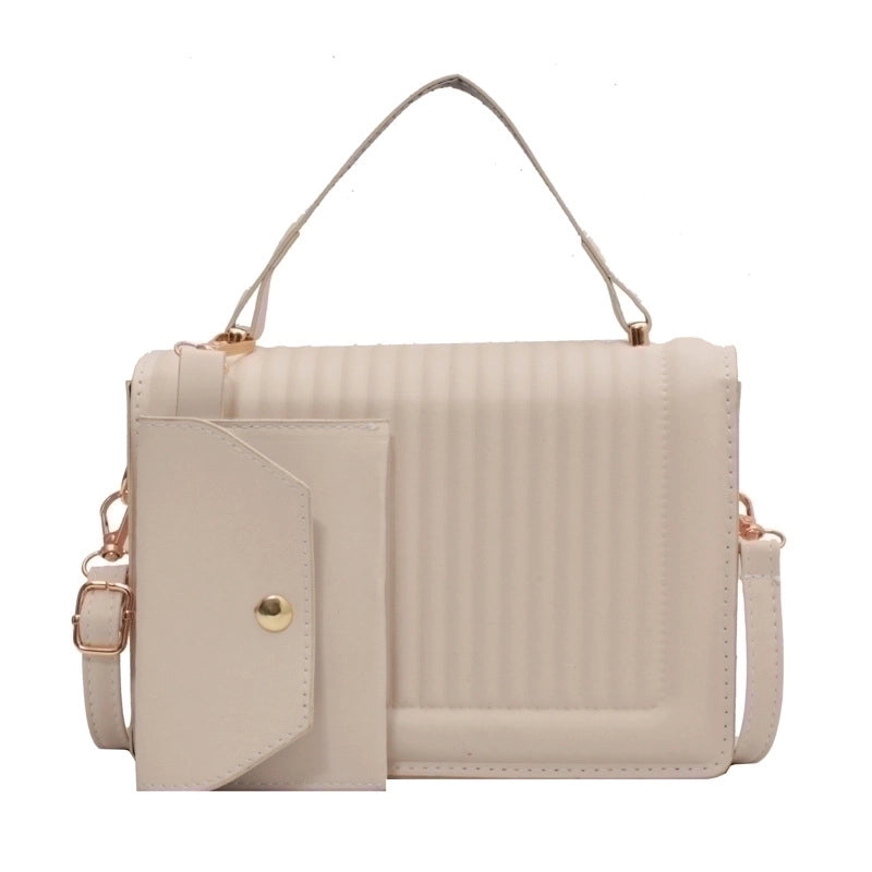 Women's Small Pu Leather Solid Color Basic Square Magnetic Buckle Handbag