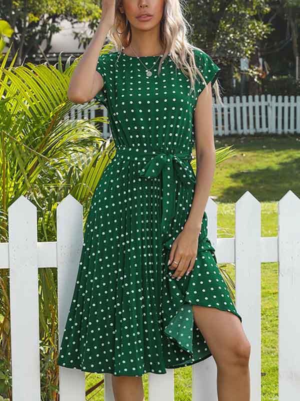 Polka Dot Pleated Dress