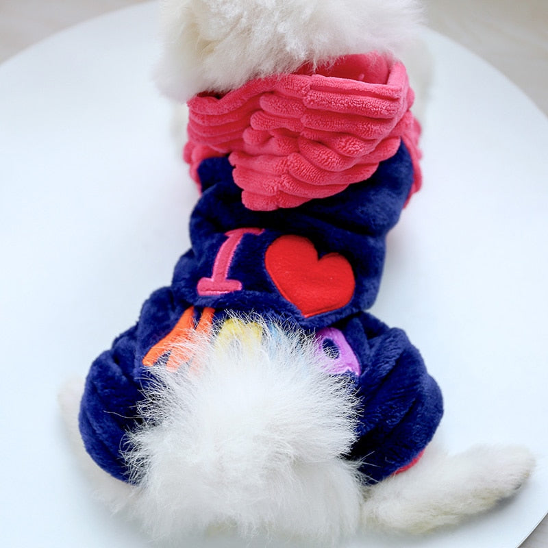 Letter Printed Warm Puppy Coat