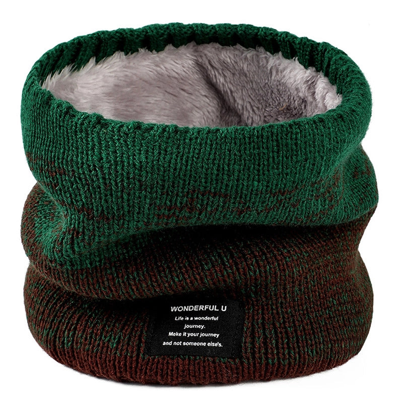 New Wool Knitted Scarf Women's Winter Warm Velvet Scarf Men's Thickened Gradient Couple's Personalized Collar