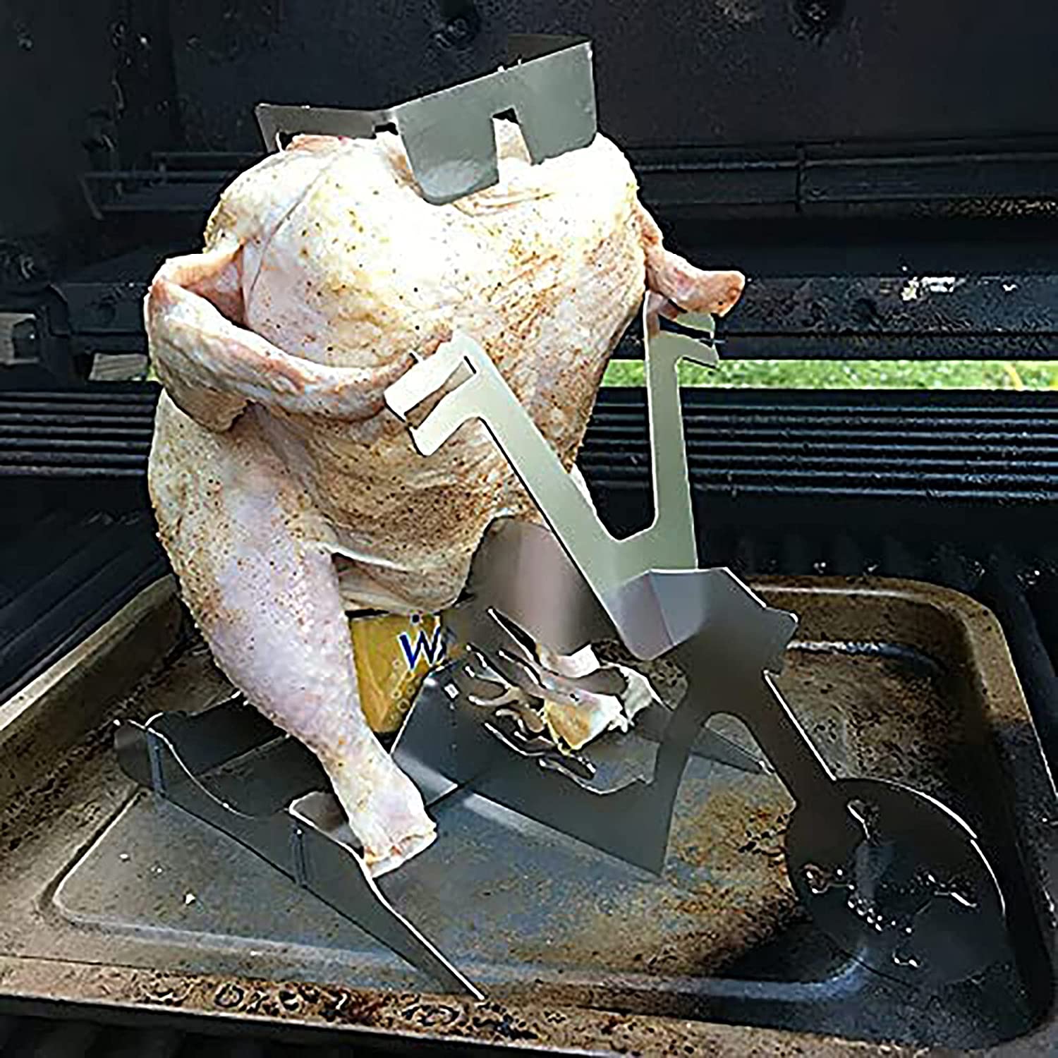 Portable Chicken Stand Beer Motorcycle BBQ