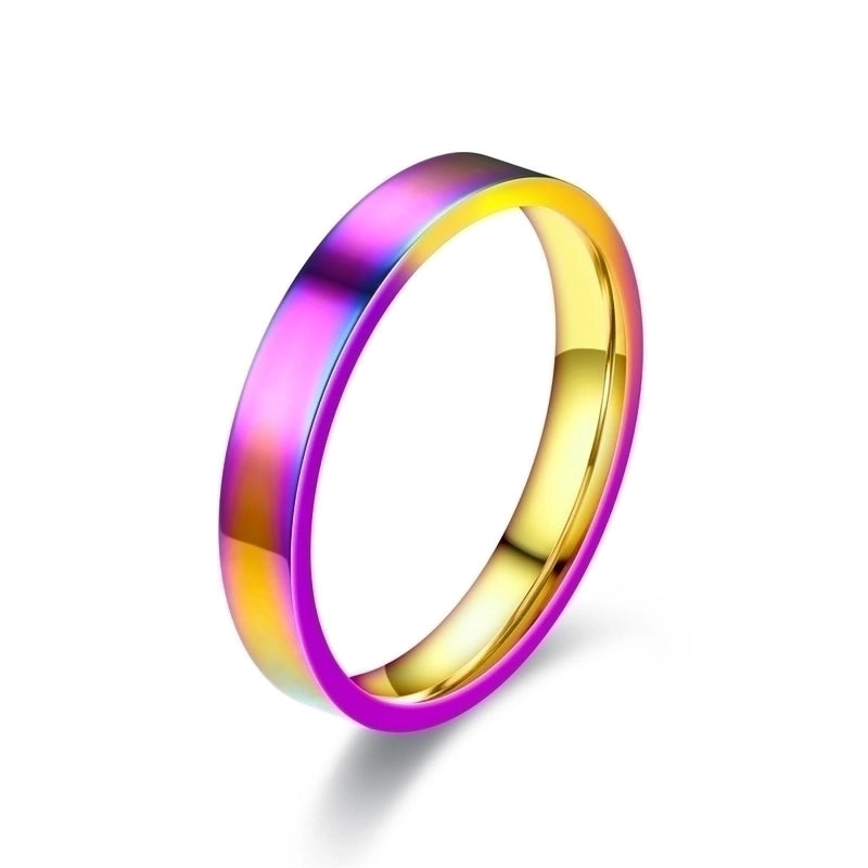 Exhibition Couple Ornament Japanese And Korean Simple 4mm Flat Stainless Steel Glossy Ring Titanium Steel Couple Ring Hand Jewelry Ornament