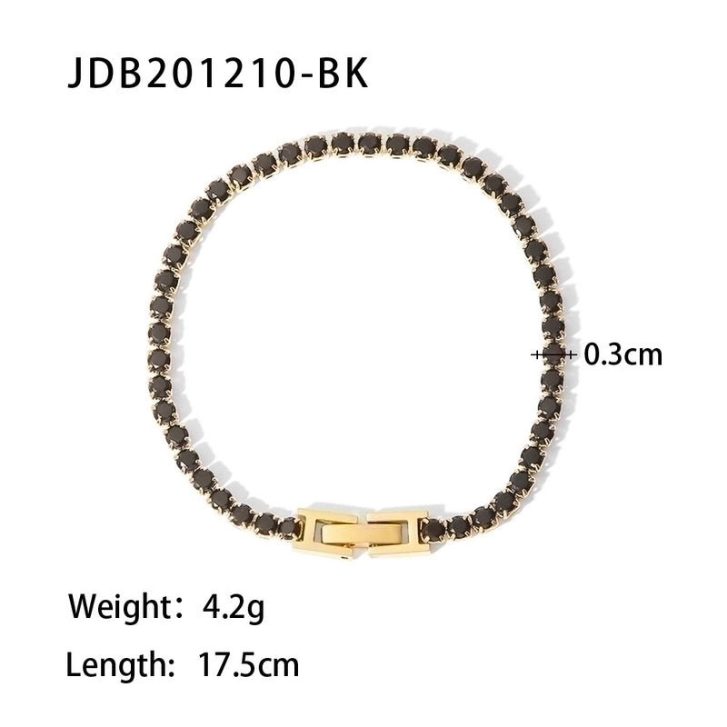 Fashion Geometric Stainless Steel Zircon Bracelets In Bulk