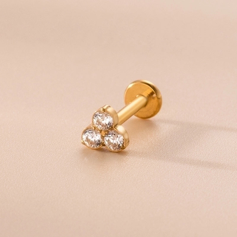 1 Piece Lip Rings Fashion Geometric Eye Lightning 316L Stainless Steel  Copper Plating Rhinestones
