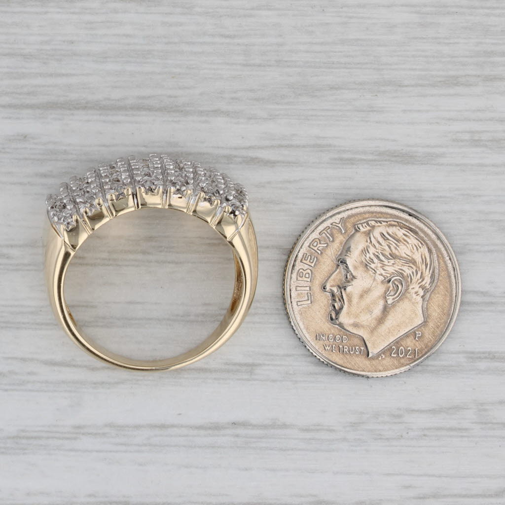 0.15ctw Diamond Cluster Ring 10k Yellow Gold Size 7