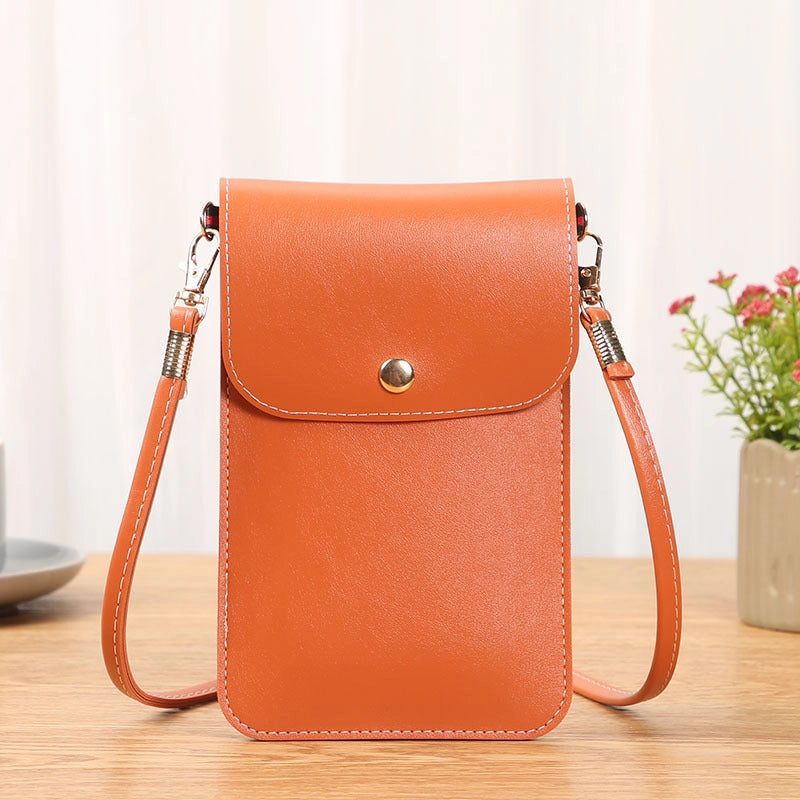 Women's Pu Leather Solid Color Basic Sewing Thread Square Magnetic Buckle Phone Wallets