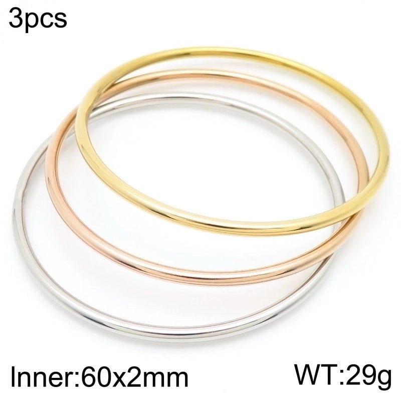 304 Stainless Steel 18K Gold Plated Minimalist Round Solid Color Bangle