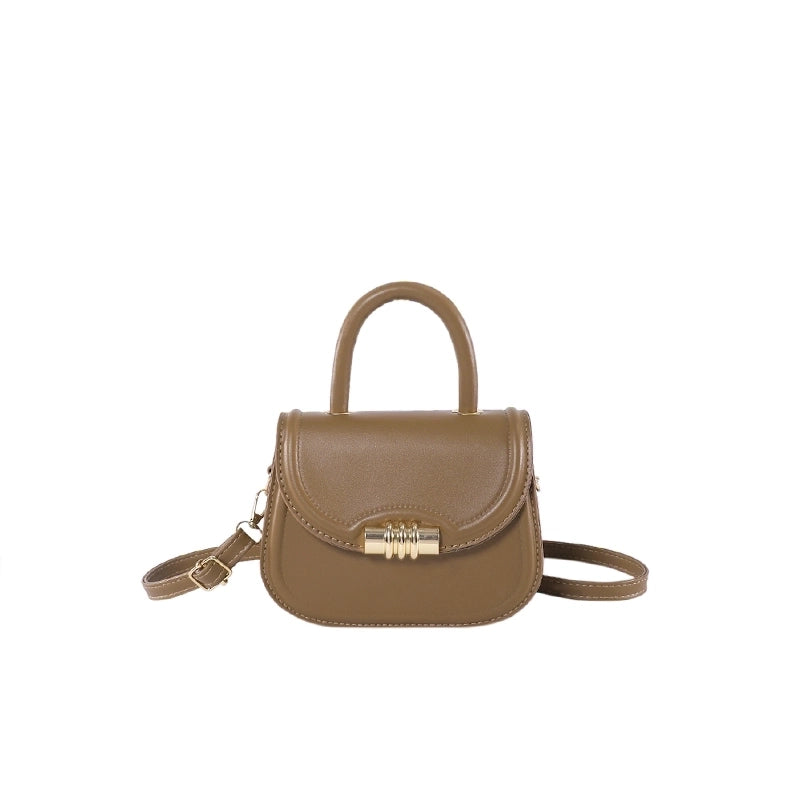 Women's Pu Leather Solid Color Elegant Semicircle Flip Cover Handbag