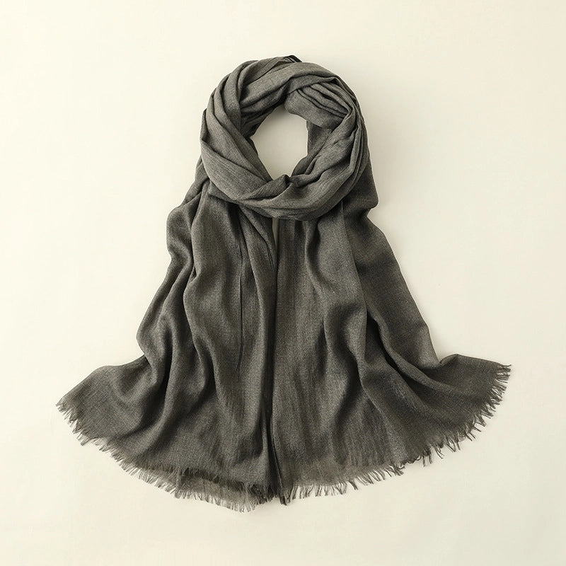 Women's Elegant Solid Color Cotton Silk Scarves