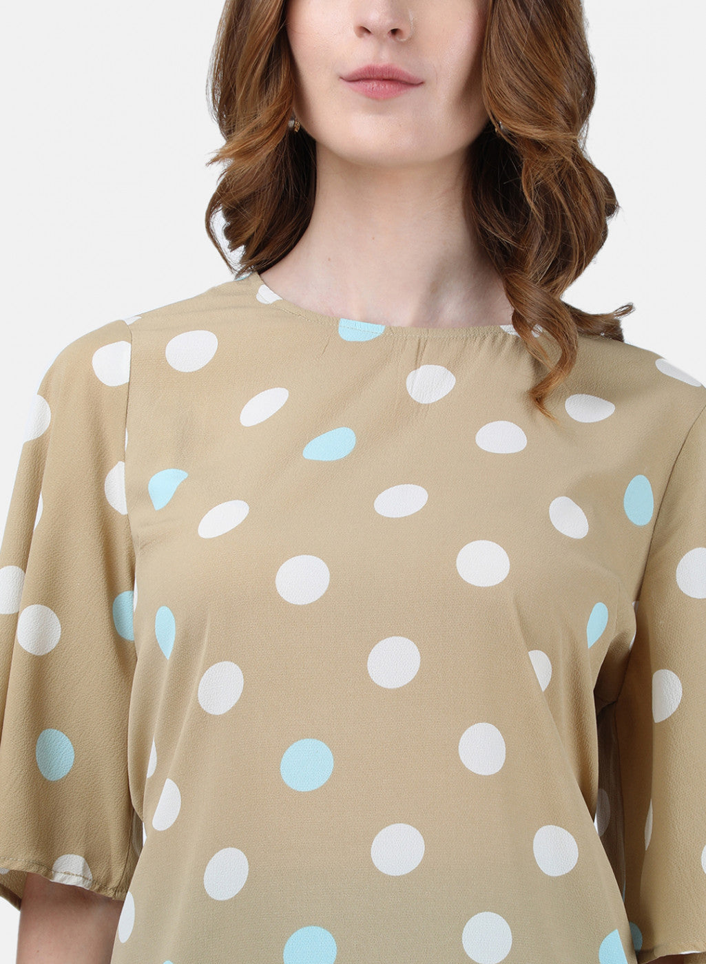 Womens Beige Printed Top