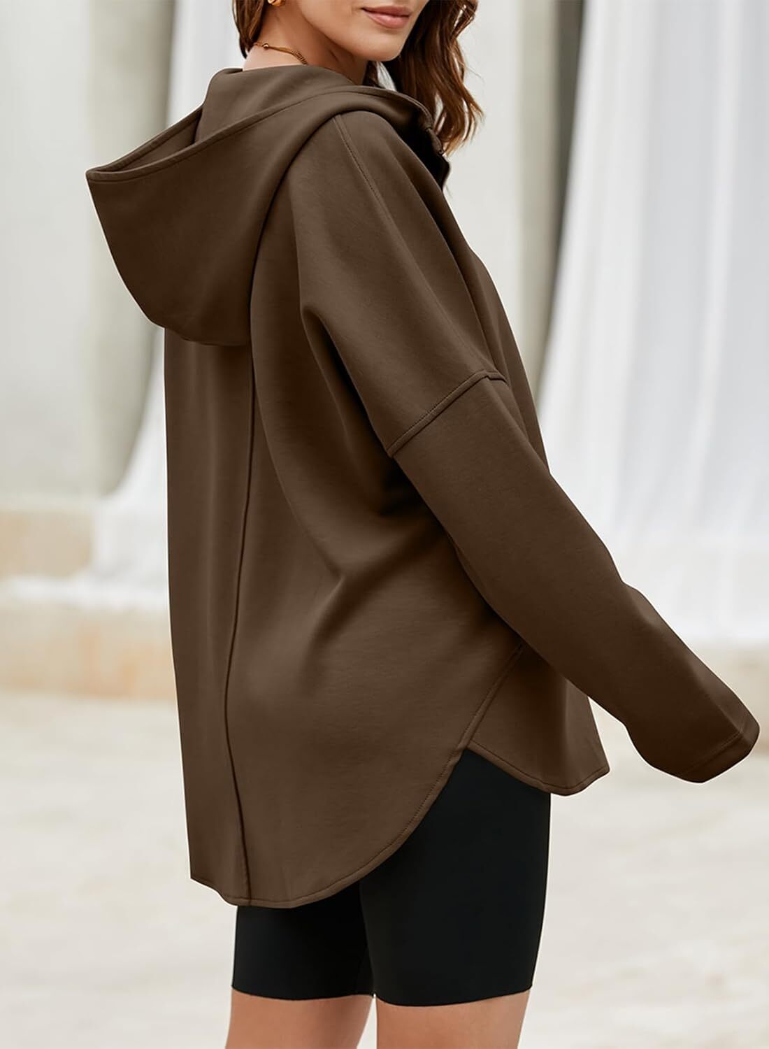 FINAL SALE⚡5 Packs for $25.95⚡- Women's Oversized Hoodies Casual Long Sleeve Half Zipper Pocket Sweatshirt Pullover Tops