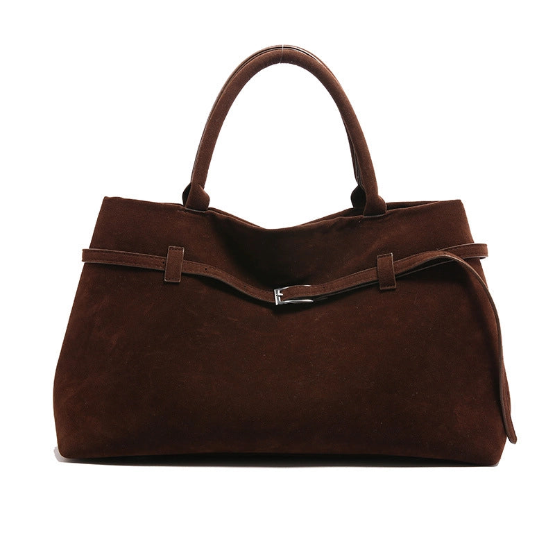 Women's Flannel Solid Color Classic Style Square Magnetic Buckle Handbag Tote Bag
