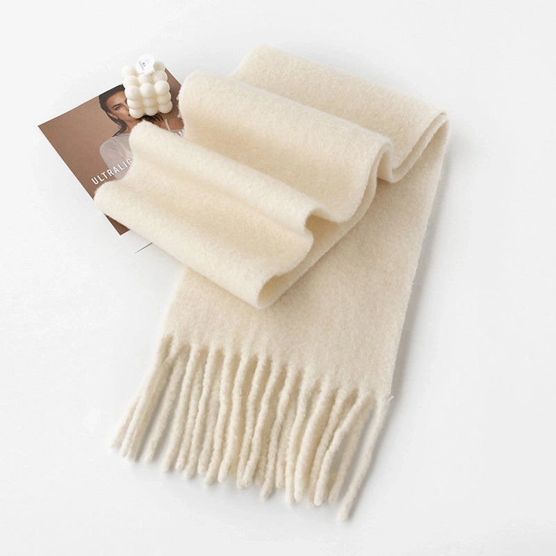 Women's Sweet Minimalist Solid Color Nylon Tassel Scarf