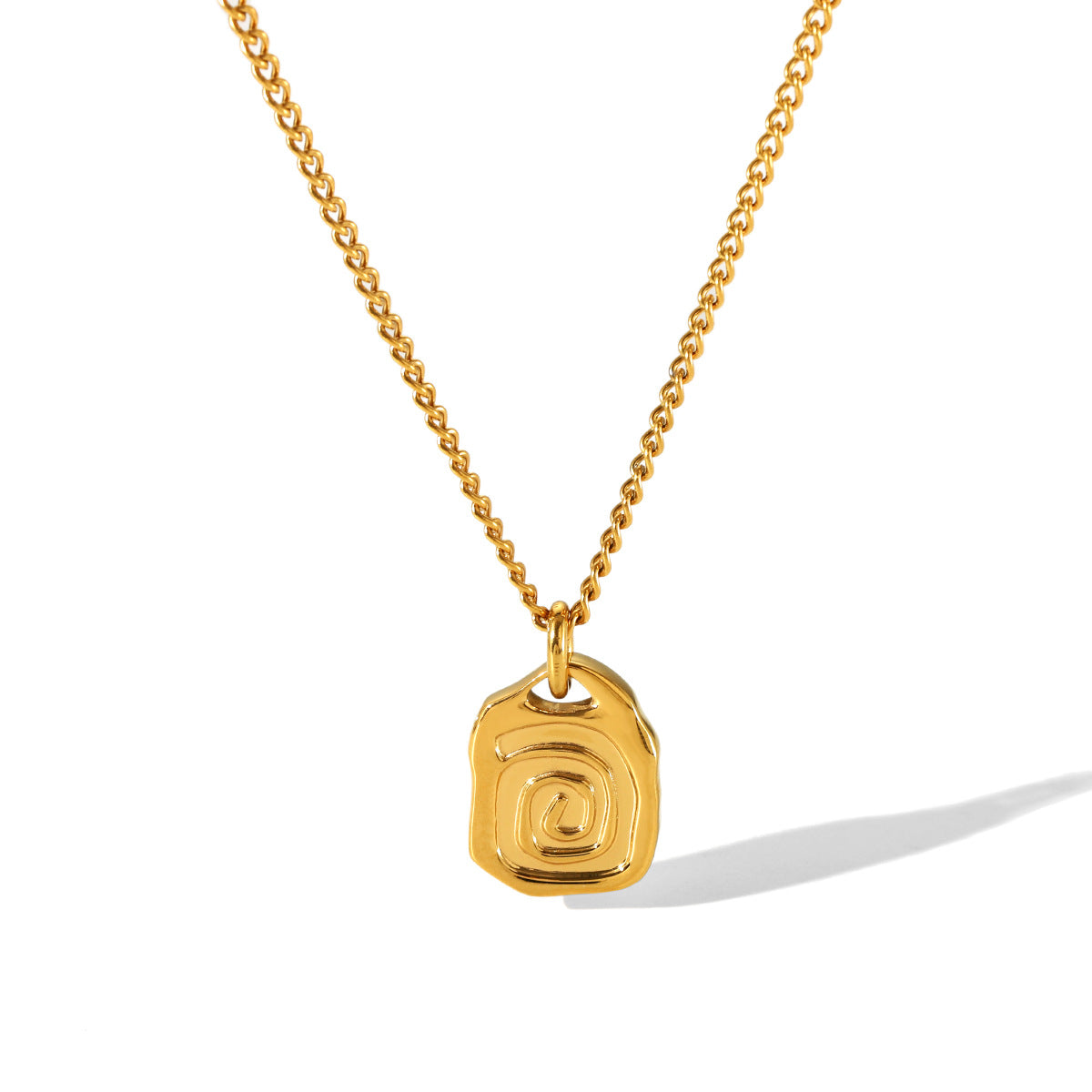 Stainless Steel Relief Thread Irregular Pendant Necklace Design Casting Titanium Steel Earrings