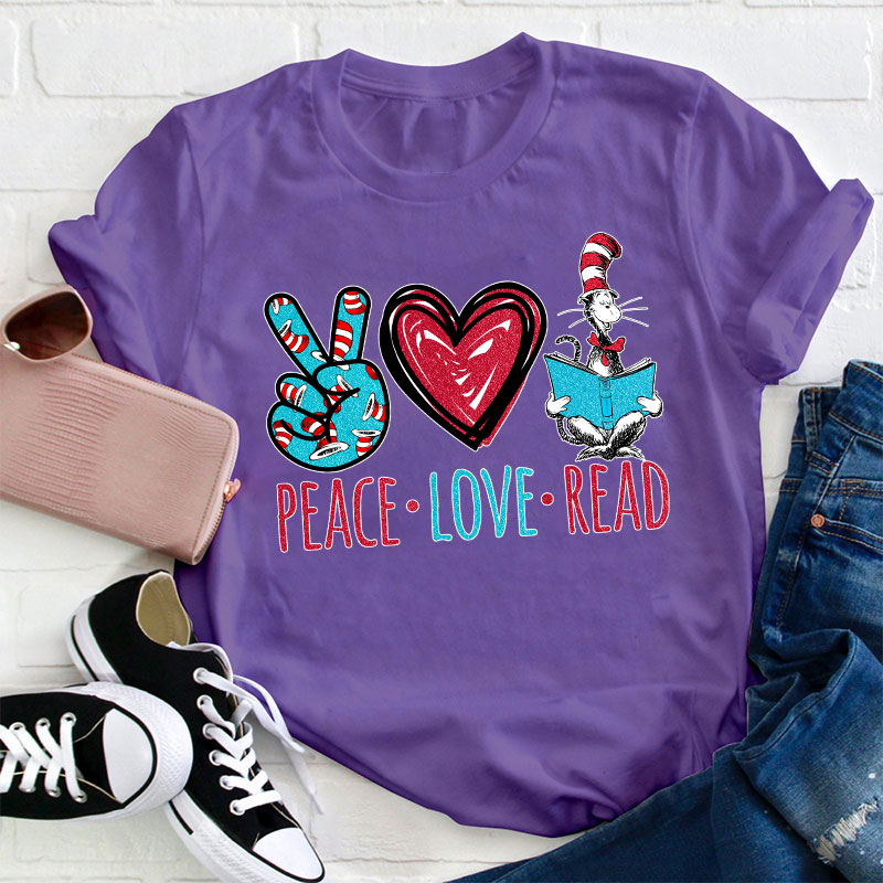 Peace Love Read Teacher T-Shirt