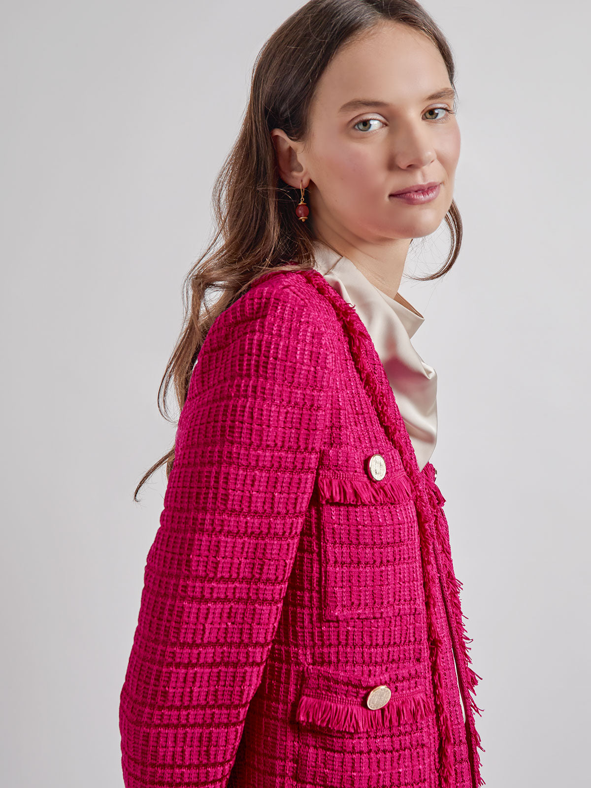 Heritage Tonal Textured Fringe Knit Jacket - Vanity Fit