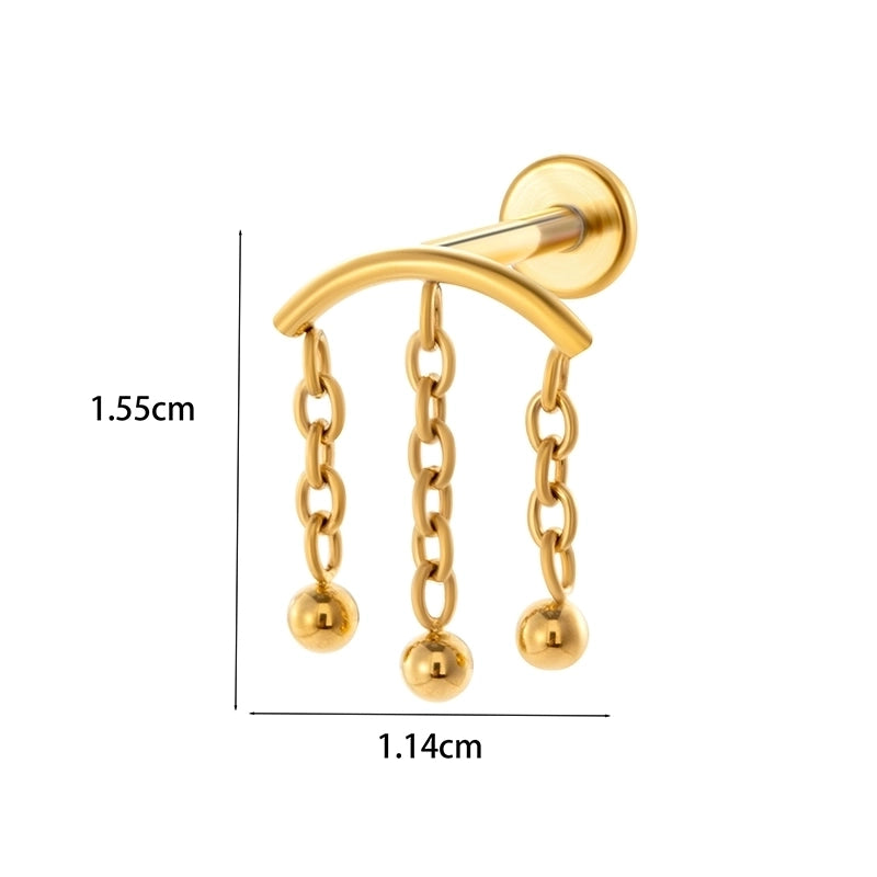 1 Piece Ear Cartilage Rings & Studs Minimalist Classic Style Leaves Chain Pure Titanium Inlay Zircon Ear Cartilage Rings & Studs