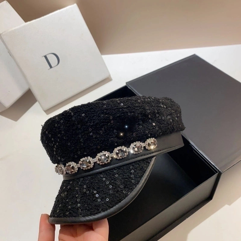 Women's Lady Streetwear Solid Color Wide Eaves Newsboy Cap