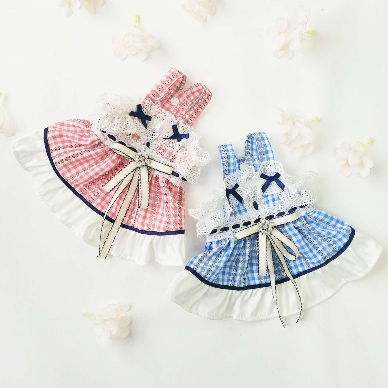 Sweet Plaid Lace Design Dog Cat Dress