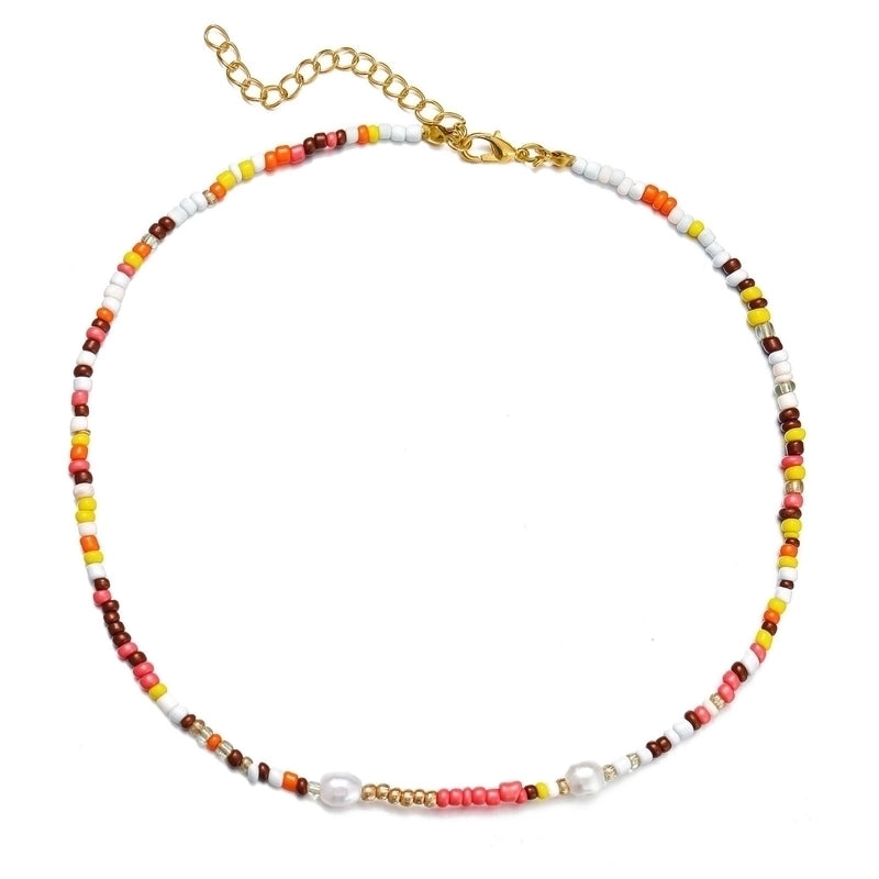 12 Pieces Minimalist Geometric Beaded Inlaid Pearls Women's Necklace