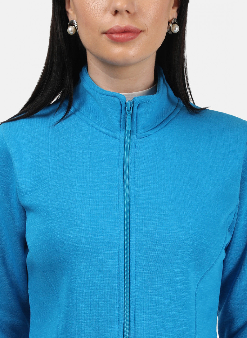 Women Blue Plain Sweatshirt