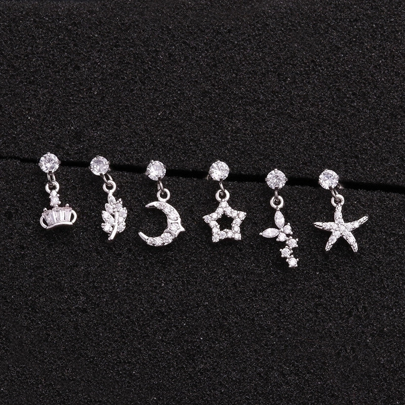 Ear Cartilage Rings & Studs Fashion Pentagram Copper