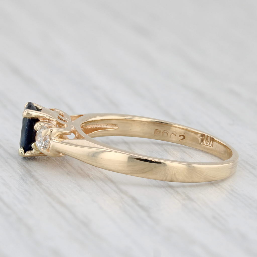 0.70ctw Oval Blue Sapphire Diamond Ring 14k Yellow Gold Size 6