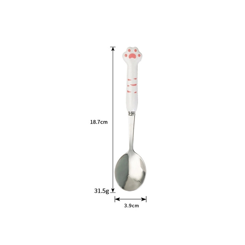 Cute Cat Stainless Steel Plastic Silica Gel Tableware
