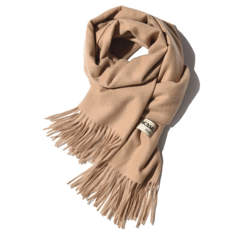 D Cashmere Scarf Solid Color Tassel Shawl Long Couple Warm Imitation Cashmere Scarf Shawl