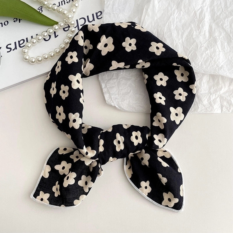 Women's Sweet Minimalist Color Block Cotton And Linen Printing Scarf