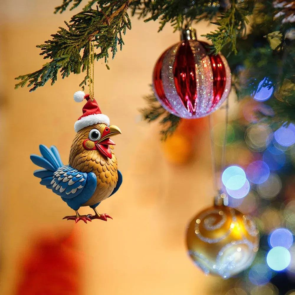 🎄12 Stuks🐓Kerstmuts kippen decoratie✨