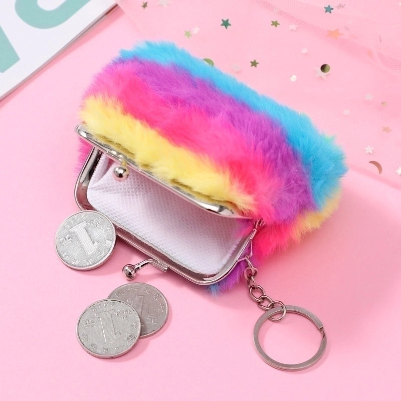 Women's Stripe Plush Zipper Coin Purses