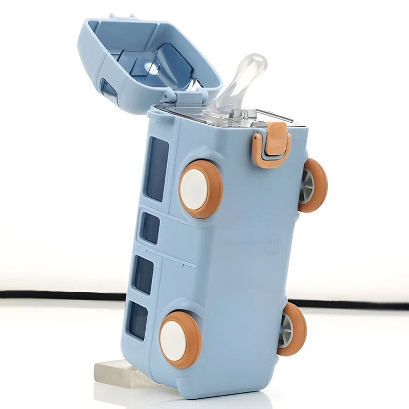 Portable Kids Bus Water Bottle With Straw