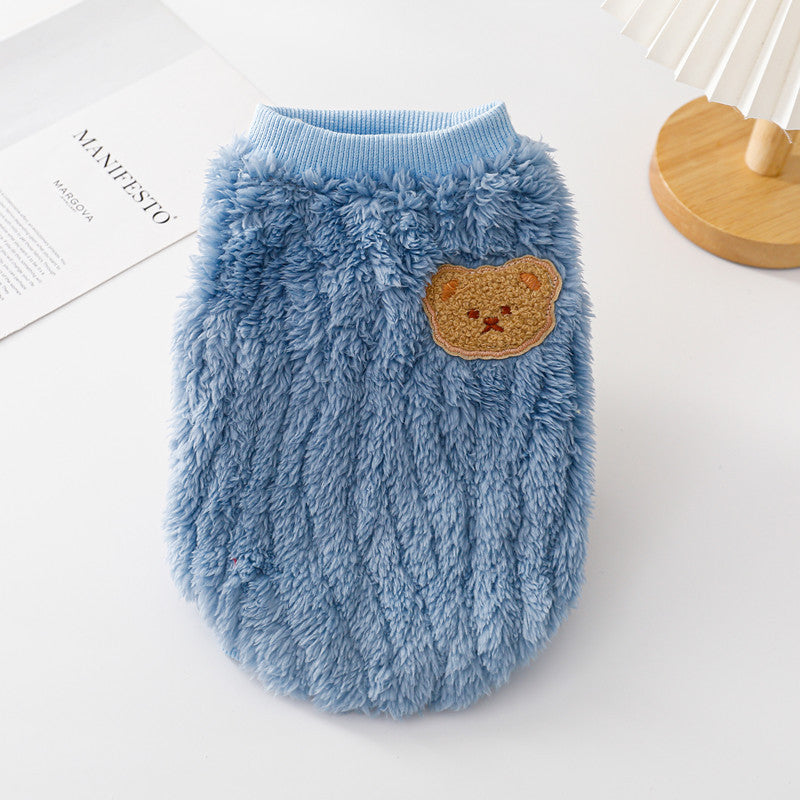 Warm Fleece Bear Printed Dog Cat Vest