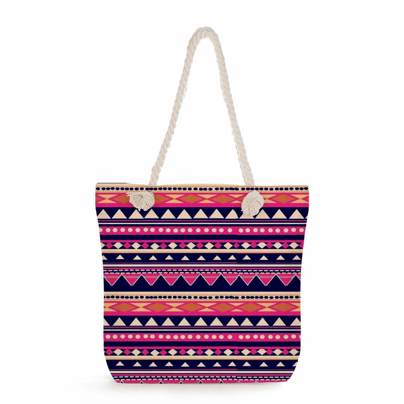 Geometric Printing Tote Bag Student Book Storage Shoulder Bag Large Capacity Handbag