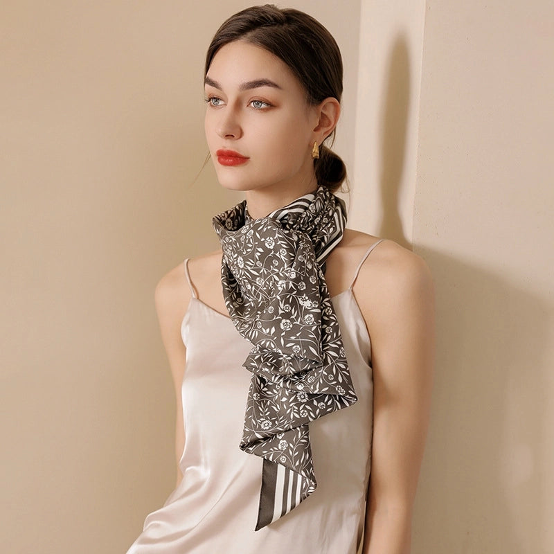 Women's  Flower Satin Silk Scarf