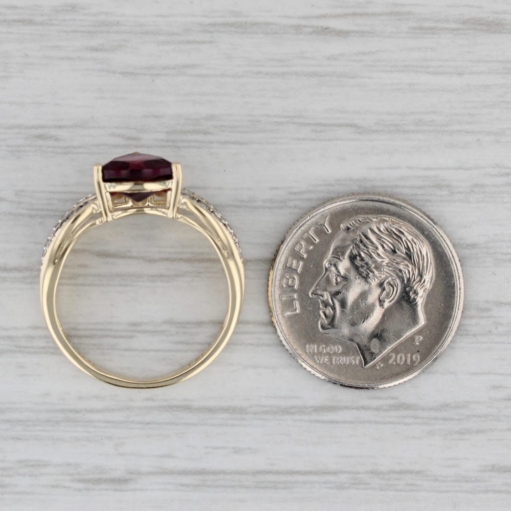 1.41ctw Rhodolite Garnet Diamond Ring 10k Yellow Gold Size 4.75