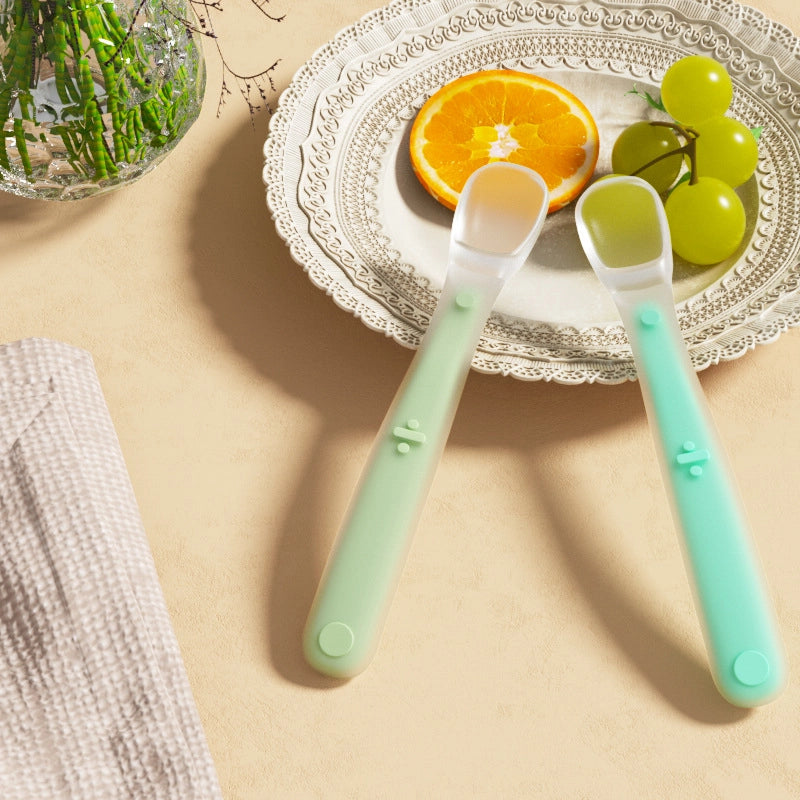 Silicone Spoon Newborn Baby Supplementary Food Spoon Baby Feeding Water Soft Spoon Children's Tableware Training Eating Fruit Mud